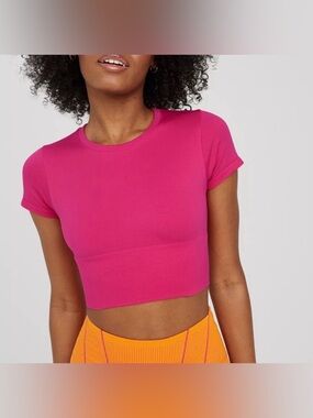 Pink Offline by Aerie Sidewalk Seamless Cropped T Shirt Size M